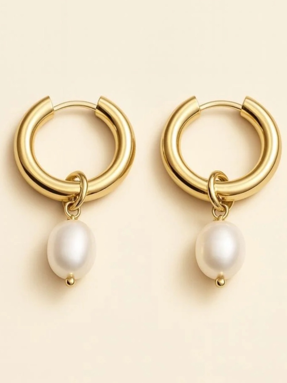 Louise Carter Gold Bethany Pearl Drop Hoops NWT